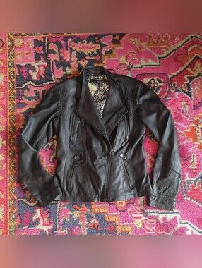 Wilson's Leather Vintage Women's Black Leather Biker Jacket Size Small